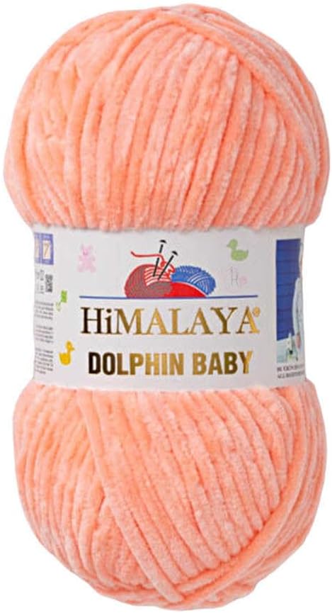 5 Skein/Pack Himalaya Dolphin Baby Chenille Yarn, Each Ball 100 gr (3.5 oz), 120 m (132 Yards), 100% Polyester, Super Bulky Baby Blanket Velvet Amigurumi Yarn, 80323 - Salmon