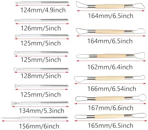 14 PCS Clay Pottery Sculpting Tools Set, Pottery Trimming Tools,Carving Art Polymer Clay Tools,with Needle Detail Tool and Feather Wire Texture for Ceramic Wax Carving - Image 2