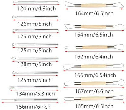 14 PCS Clay Pottery Sculpting Tools Set, Pottery Trimming Tools,Carving Art Polymer Clay Tools,with Needle Detail Tool and Feather Wire Texture for Ceramic Wax Carving - Image 2