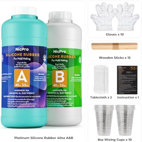 Nicpro 80oz Silicone Mold Making Kit 20A, Platinum Liquid Silicones Rubber - Image 6