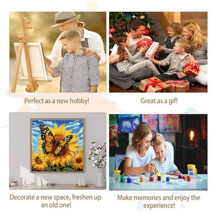 Artunion Framed Paint by Numbers Kit for Adults Beginners & Kids Ages 8-12,Sunflower Butterfly Paint by Number with Frame,Floral Paint by Numbers Kit on Canvas 10 * 10 Inch Without Easel - Image 7