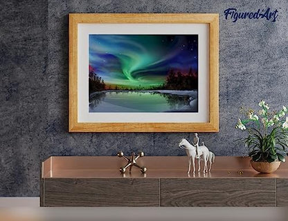 Figured'Art Paint by Numbers Kit for Adults Aurora Borealis and Lake 16"x20" - Craft Art Painting Rolled Canvas with DIY Wooden Frame - Image 4
