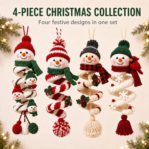 Crochet Snowman Spiral Ornament DIY Kit, Christmas Craft for Adults - Image 2