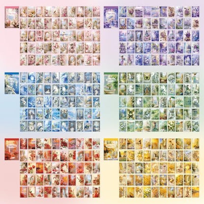 6 Sets 300 Pcs Washi Stickers Set Colorful Dreams Sticker Book for Journaling, DIY Decorative Paper Sticker Decals for Bullet Journal Art Scrapbooking Diary Card Craft Gift Album Notebook Stationery - Image 2
