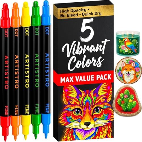ARTISTRO Dual-Tip Acrylic Paint Marker Pens - Set of 5 by ARTISTRO