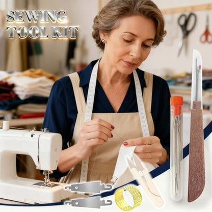 33pcs Big Eye Steel Sewing Kits Christmas White Elephant Gifts for Grandma Adults Teen Girls Beginner Traveler DIY Craft Enthusiasts, Threader and Stainless Steel Sewing Needles, Storage Pouch - Image 2
