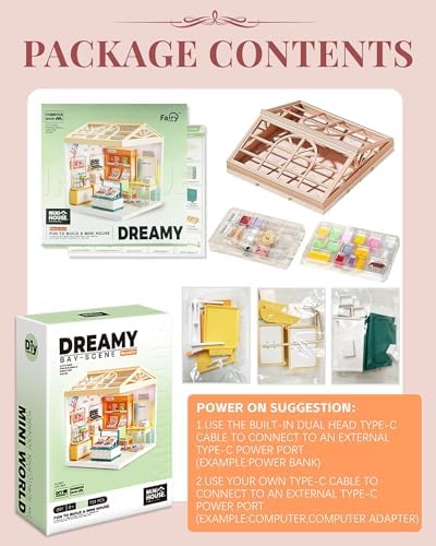 Kisoy DIY Miniature House Kit, Tiny House Kit with Furniture and LED Light, Mini Blocks Model Kit Sets, DIY Crafts/Hobbies Toys for Adults（Beauty Store） - Image 3