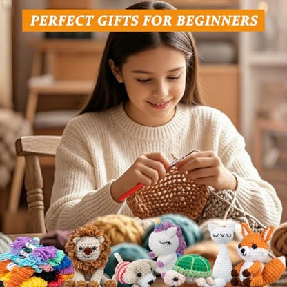KIECIK Crochet Knitting Kit for Beginners – 6 PCS Crochet Animal Kit - Image 7