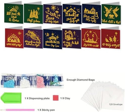 12Pcs DIY Diamond Art Greeting Cards Kit with Envelopes&Tools - Create Your Own Sparkling Birthday, Thank You, Holiday Cards for Adults & Beginners(Faith) - Image 5