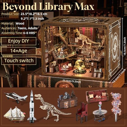 MiniCity Beyond Library Book Nook Kit, Wooden Miniature House with LED - Image 3
