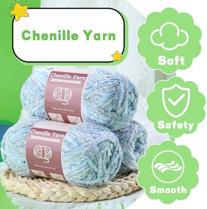 LUNARM Chenille Yarn for Crochet Knitting Chunky Blanket Velvet Yarn - Image 3