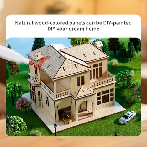 3D Wooden Puzzle for Adults, DIY Miniature Villa House Building Two Layer - Image 4