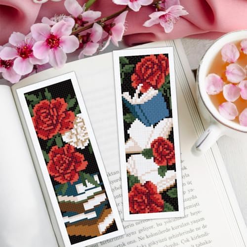 ORIGACH 6 Set Gothic Flower Cross Stitch Bookmark Kit for Beginner - Image 6