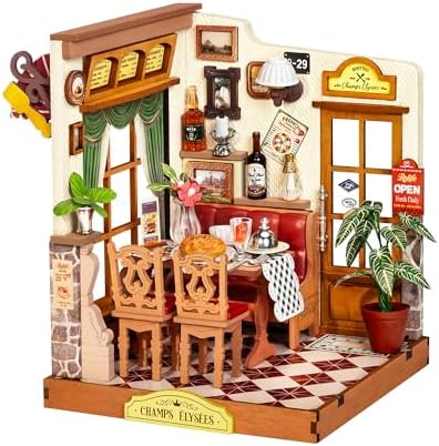 Rolife DIY Miniature Kit Mini Building Dollhouse Champs-Élysées Bistro, Miniverse Lifestyle Mini Bookshelf Decoration, DIY Hobbies for Craftsman (Champs-Élysées Bistro) by Rolife