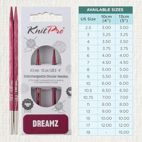 KnitPro Dreamz Interchangeable Circular Needles 4" (10cm) | US Size 6 (4mm) - Image 4