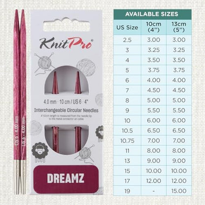 KnitPro Dreamz Interchangeable Circular Needles 4" (10cm) | US Size 6 (4mm) - Image 4