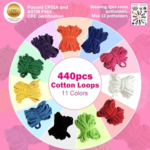 OYACH 7inch Cotton Potholder Weaving Loom Refill Loops, 440 Potholder Loops - Image 3