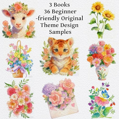 Kalysky 8.5 * 11" Watercolor Workbook,3 Watercolor Coloring Books for Adults,Water Color Book kit for Adults Beginner,160GSM Cold Press Textured Thick Paper - Image 3