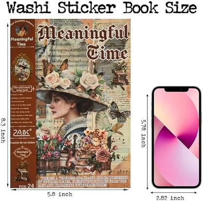 Large 24 Sheets Pre-Cut Journal Sticker Book for Junk Journal Supplies, 452pcs Vintage Washi Stickers for Journaling, Scrapbooking, Collage Materials, Bujo, Planners, Art Crafts - Image 5