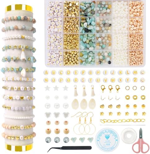 Jewelry Making Supplies Kit, Bracelet Making Kit, Natural Stone Beads by TOIPINIO