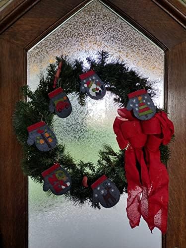 Charcoal Mittens | Felt Applique Christmas Ornament Kit | 6 DIY Christmas Ornament Mittens | 4" x 4.5" - Image 5