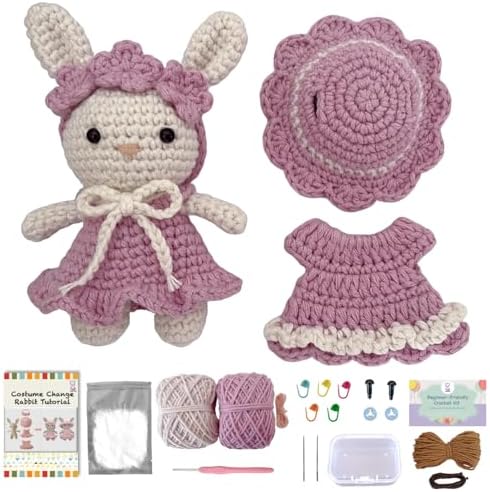 LoopMap Crochet Kit for Beginners – Amigurumi Crochet Animal Kit, Easy Starter Kit with Video Tutorial, Complete Crochet Kit with Extra Yarn, Gift for Adults & Teens (Bunny, Purple) by Unknown