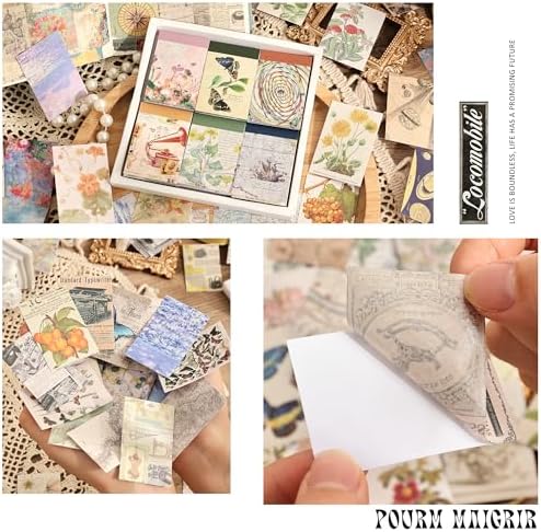 6 Sets 300 Pcs Washi Stickers Set Vintage Aesthetic Sticker Book for Journaling Decorative Scrapbook Floral Paper Sticker Kit for Scrapbooking, Bullet Journal, Art Craft Gifts, Notebook Making - Image 4