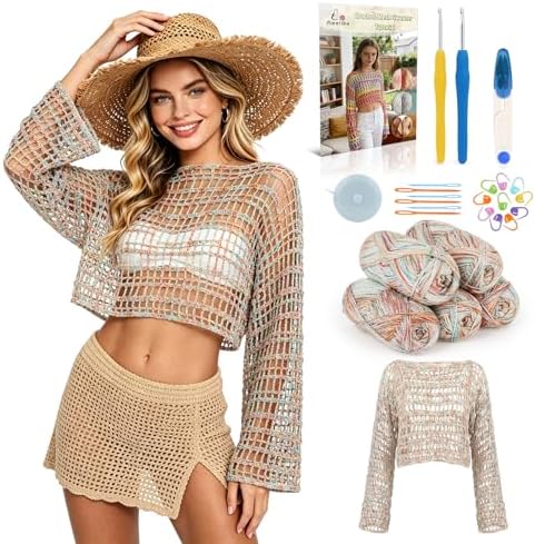 Aeelike Crochet Kit for Adults,Women Crochet Top Beach,Gradient Cotton Yarn by Aeelikescrochetworld