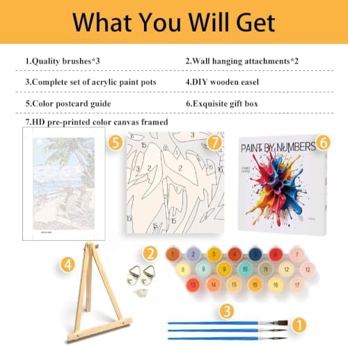 Mowana Beach Paint by Numbers Kit for Adults Beginners, Golden Retrievers Adult Painting Kit by Numbers with Frame and Easle, Stretched Canvas Paint by Number Kit, 8x12inch - Image 3
