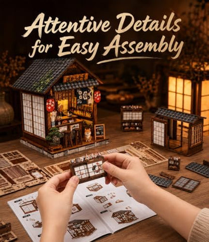 Book Nook Kit DIY Miniature House with LED Lights, 3D Wooden Puzzle Tavern for Adults, Mini Dollhouse Building Kit, Creative Home Decor Gift for Women & Men - Image 5