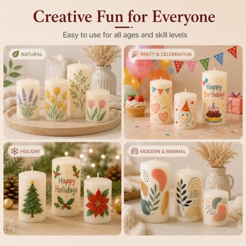VVF 12-Color Candle Paint Set, 3D Candle Wax Pen with Glitter Silver & Gold - Image 4