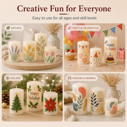 VVF 12-Color Candle Paint Set, 3D Candle Wax Pen with Glitter Silver & Gold - Image 4