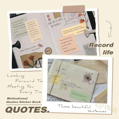 Prstincol 24 Sheets Vintage Motivational Quote Stickers Pad wtih Tweezer,246 Pcs Inspirational Typewriter Font Quotes Pad,Word Stickers for Scrapbook Junk Journal Bullet Journal DIY Craft Card Making - Image 4