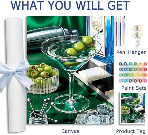 AuraDraw Cocktail Glass Paint by Numbers Kit for Adults Beginner - Painting by Numbers - DIY Acrylic Paint Kit for Home Wall Decor Without Frame 16X20 inch - Image 5