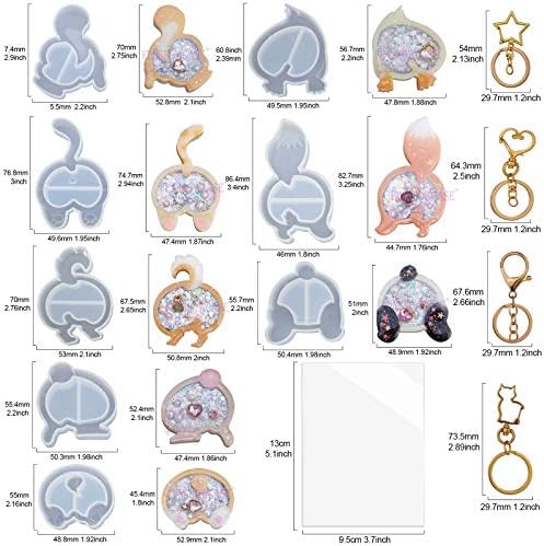 FUNSHOWCASE Animal Butt Resin Shaker Molds Set Keychain Charms Pendant Jewelry Making Supplies 25-Count, Silicone Trays, Seal Films, Key Chains - Image 3
