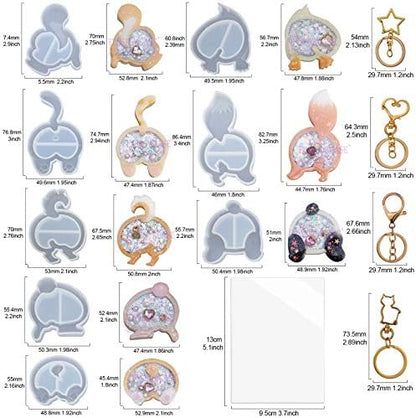 FUNSHOWCASE Animal Butt Resin Shaker Molds Set Keychain Charms Pendant Jewelry Making Supplies 25-Count, Silicone Trays, Seal Films, Key Chains - Image 3