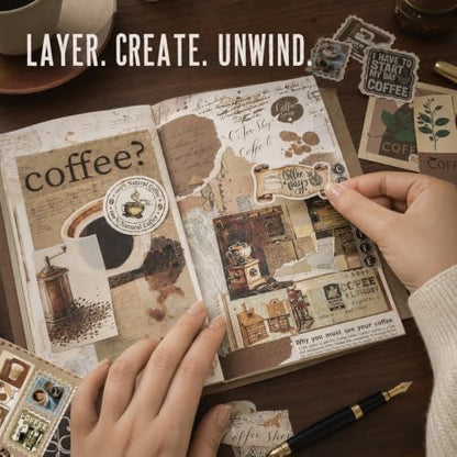 Diuhofart Coffee Scrapbooking Kit, TN Notebook & Journaling Stickers - Image 6