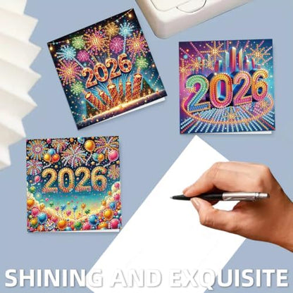 6PCS New Year Diamond Art Painting Greeting Cards Kit with Envelopes - 5D DIY Diamond Art Card Kits for Adults - Handcrafted Postcards for Birthday & Holiday - Image 3
