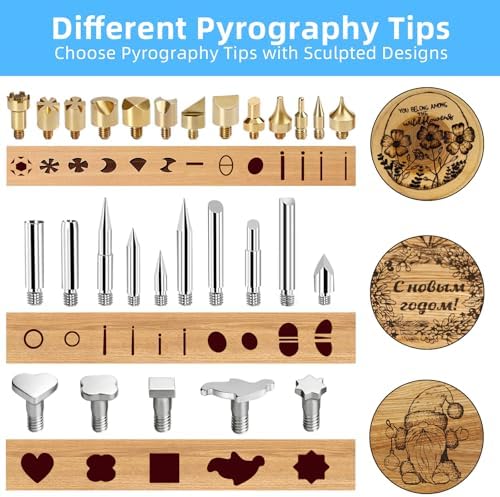 HANDSKIT 52PCS 90W Wood Burning Kit,Wood Burning Tool with LCD Display and Adjustable Temperature 180~480°C,28 Pyrography Tips,6 Blades and 1 Blade Holders,Pyrography Pen for Woodburning Crafts - Image 2