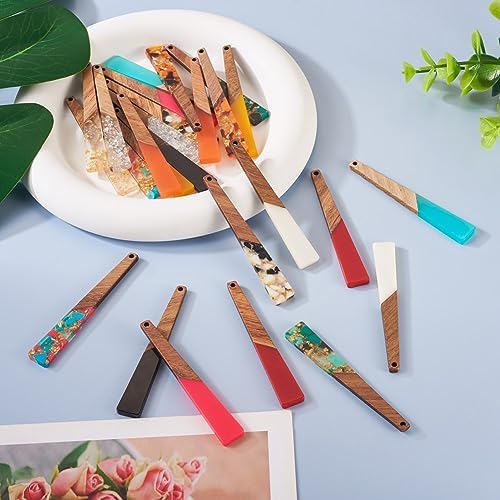 FASHEWELRY 26Pcs Resin Wood Earring Charms Long Triangle Transparent Wooden Earring Blanks Trapezoid Wooden Earring Pieces for DIY Jewelry Making - Image 5