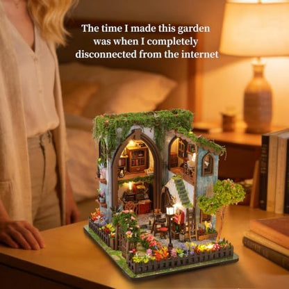 Roroom 3D Puzzles for Adults, Garden Pavilion Cofe Book Nook Kit with LED - Image 5