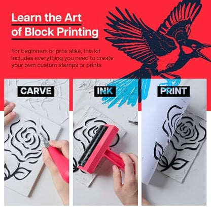 Linocut Printing Kit - Stamp Making Carving Tools - Crafts for Adults - Easter Unique Gifts - Teen Boy Gifts - Birthday Gift Ideas for Women - Hobbies DIY Kits for Adults, Boys, Girls, Women, Men - Image 2