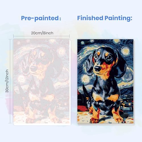 MXJSUA Starry Sky Dachshund Dog Paint by Numbers Kit with Frame for Adults, Animal Easy Beginners Paint by Number on Canvas with Easel, Acrylic Number Painting Craft Gifts for Home Decor, 8x12 inch - Image 3