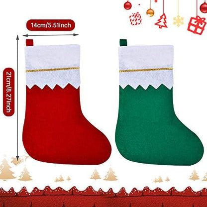 Skylety 24 Pcs Red and Green Christmas Felt Stockings Bulk 3.94 x 7 Inches Christmas Tree Hanging Ornaments for Family Fireplace Xmas Holiday Party Decorations DIY Craft Large Xmas Stocking Bags - Image 6