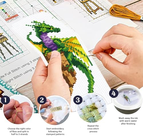 ORIGACH 6 Set Dragon and Loong Cross Stitch Bookmark Kit for Beginner - Image 4