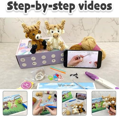 Crochet Kit for Beginners, Learn Crochet Animal Kit, Include Video Tutorial & Manual, Easy Knitting Yarn for Adult & Kid 12+, DIY Valentine's Holiday Gift Idea(2pcs Westie Puppy) - Image 5