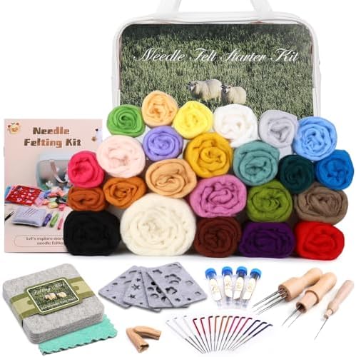 Mayboos Needle Felting Kit, 24 Colors Wool Roving Set with Felting Needles by Mayboos