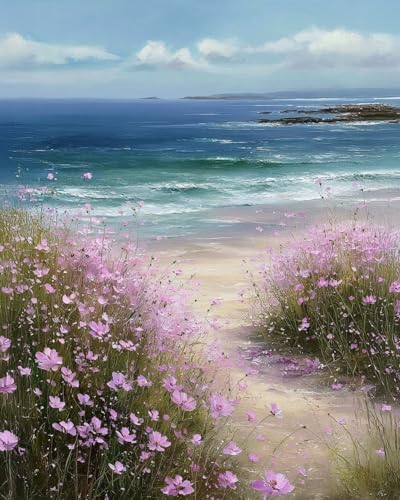 Beach Wildflower Paint by Numbers Kit for Adults Beginner 16X20 inch by CHWGLFGG