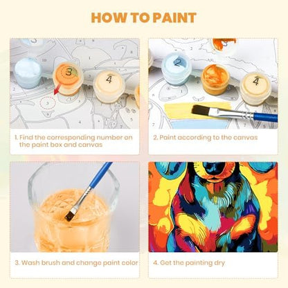 MXJSUA Dachshund Dog Paint by Numbers Kit with Frame for Adults, Animal Easy Beginners Paint by Number on Canvas with Easel, Acrylic Number Painting Craft Gifts for Home Decor, 8x12 inch - Image 5
