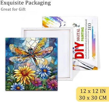 Natuyalo Dragonfly Paint by Number for Adults Beginners, Abstract DIY Paint by Numbers Kits for Adults with Frame, Animals Acrylic Painting Kit on Canvas for Wall Decor 12x12 Inch - Image 6